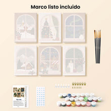 Cargar imagen en el visor de la galería, Mini Pintar por números 15x20cm (6 piezas) - Ventanas de Navidad
