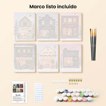 Cargar imagen en el visor de la galería, Mini Pintar por números 15x20cm (6 piezas) - Pueblo Festivo
