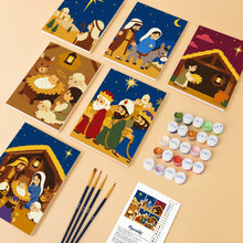 Cargar imagen en el visor de la galería, Mini Pintar por números 15x20cm (6 piezas) - La Historia de la Natividad