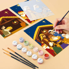 Cargar imagen en el visor de la galería, Mini Pintar por números 15x20cm (6 piezas) - La Historia de la Natividad