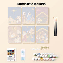 Cargar imagen en el visor de la galería, Mini Pintar por números 15x20cm (6 piezas) - La Historia de la Natividad