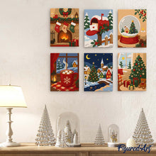 Cargar imagen en el visor de la galería, Mini Pintar por números 15x20cm (6 piezas) - Recuerdos de Navidad