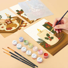 Cargar imagen en el visor de la galería, Mini Pintar por números 15x20cm (6 piezas) - Momentos Festivos de Invierno