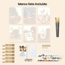 Cargar imagen en el visor de la galería, Mini Pintar por números 15x20cm (6 piezas) - Momentos Festivos de Invierno