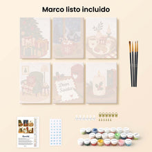 Cargar imagen en el visor de la galería, Mini Pintar por números 15x20cm (6 piezas) - Momentos Festivos de Invierno