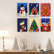 Cargar imagen en el visor de la galería, Mini Pintar por números 15x20cm (6 piezas) - Favoritos del Invierno Festivo