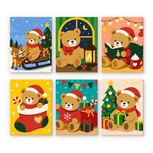 Cargar imagen en el visor de la galería, Mini Pintar por números 15x20cm (6 piezas) - Ositos de Peluche Navideños Figured'Art