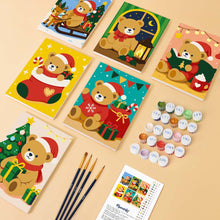 Cargar imagen en el visor de la galería, Mini Pintar por números 15x20cm (6 piezas) - Ositos de Peluche Navideños