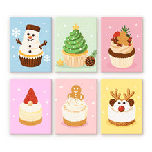 Cargar imagen en el visor de la galería, Mini Pintar por números 15x20cm (6 piezas) - Cupcakes Navideños Figured'Art