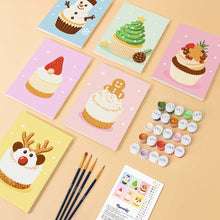 Cargar imagen en el visor de la galería, Mini Pintar por números 15x20cm (6 piezas) - Cupcakes Navideños
