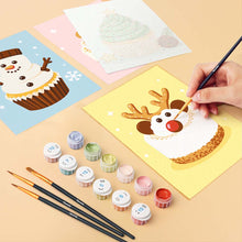Cargar imagen en el visor de la galería, Mini Pintar por números 15x20cm (6 piezas) - Cupcakes Navideños