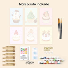 Cargar imagen en el visor de la galería, Mini Pintar por números 15x20cm (6 piezas) - Cupcakes Navideños