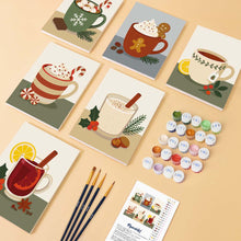 Cargar imagen en el visor de la galería, Mini Pintar por números 15x20cm (6 piezas) - Bebidas Reconfortantes de Invierno
