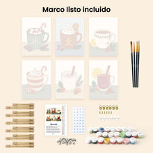 Cargar imagen en el visor de la galería, Mini Pintar por números 15x20cm (6 piezas) - Bebidas Reconfortantes de Invierno