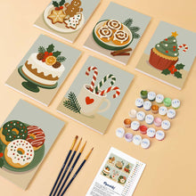 Cargar imagen en el visor de la galería, Mini Pintar por números 15x20cm (6 piezas) - Dulces Navideños