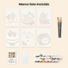 Cargar imagen en el visor de la galería, Mini Pintar por números 15x20cm (6 piezas) - Dulces Navideños