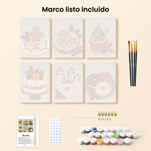 Cargar imagen en el visor de la galería, Mini Pintar por números 15x20cm (6 piezas) - Dulces Navideños
