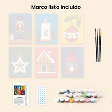Cargar imagen en el visor de la galería, Mini Pintar por números 15x20cm (6 piezas) - Tradiciones Navideñas