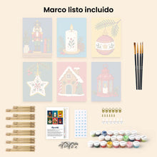 Cargar imagen en el visor de la galería, Mini Pintar por números 15x20cm (6 piezas) - Tradiciones Navideñas