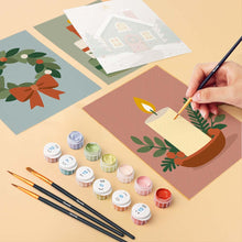 Cargar imagen en el visor de la galería, Mini Pintar por números 15x20cm (6 piezas) - Colección de Adornos Navideños