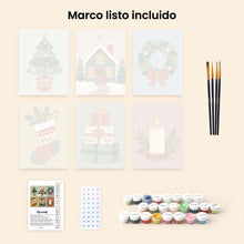 Cargar imagen en el visor de la galería, Mini Pintar por números 15x20cm (6 piezas) - Colección de Adornos Navideños