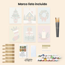Cargar imagen en el visor de la galería, Mini Pintar por números 15x20cm (6 piezas) - Colección de Adornos Navideños