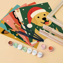 Cargar imagen en el visor de la galería, Mini Pintar por números 15x20cm (6 piezas) - Cachorros Navideños