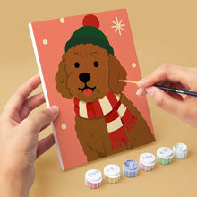 Cargar imagen en el visor de la galería, Mini Pintar por números 15x20cm (6 piezas) - Cachorros Navideños