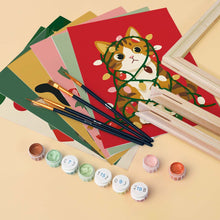 Cargar imagen en el visor de la galería, Mini Pintar por números 15x20cm (6 piezas) - Diversión con Gatitos Navideños