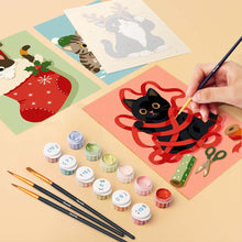 Cargar imagen en el visor de la galería, Mini Pintar por números 15x20cm (6 piezas) - Aventuras de los Gatitos de Vacaciones