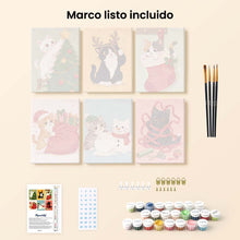 Cargar imagen en el visor de la galería, Mini Pintar por números 15x20cm (6 piezas) - Aventuras de los Gatitos de Vacaciones