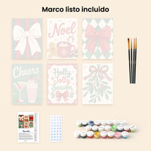 Cargar imagen en el visor de la galería, Mini Pintar por números 15x20cm (6 piezas) - Alegría navideña acogedora