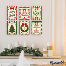 Cargar imagen en el visor de la galería, Mini Pintar por números 15x20cm (6 piezas) - Felices deseos de Navidad