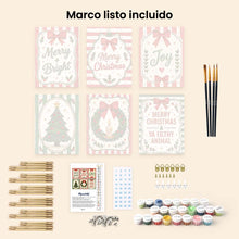 Cargar imagen en el visor de la galería, Mini Pintar por números 15x20cm (6 piezas) - Felices deseos de Navidad