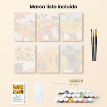 Cargar imagen en el visor de la galería, Mini Pintar por números 15x20cm (6 piezas) - Días del mercado de la cosecha