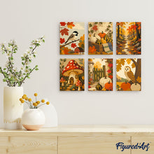 Cargar imagen en el visor de la galería, Mini Pintar por números 15x20cm (6 piezas) - Cosecha del bosque