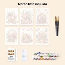 Cargar imagen en el visor de la galería, Mini Pintar por números 15x20cm (6 piezas) - Cesta del bosque
