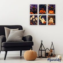 Cargar imagen en el visor de la galería, Mini Pintar por números 15x20cm (6 piezas) - Amigos de la temporada espeluznante