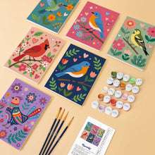 Cargar imagen en el visor de la galería, Mini Pintar por números 15x20cm (6 piezas) - Flores y canto de los pájaros