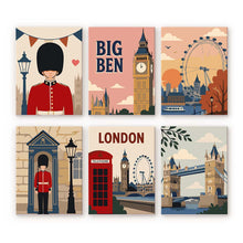 Cargar imagen en el visor de la galería, Mini Pintar por números 15x20cm (6 piezas) - Postales de Londres Figured'Art