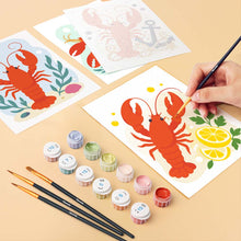 Cargar imagen en el visor de la galería, Mini Serie Pintar por números 15x20cm (6 piezas) - Colección Langosta Costera