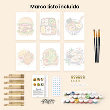 Cargar imagen en el visor de la galería, Mini Serie Pintar por números 15x20cm (6 piezas) - Set de Comida Deliciosa