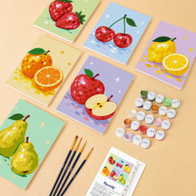 Cargar imagen en el visor de la galería, Mini Serie Pintar por números 15x20cm (6 piezas) - Colección Frutas Disco