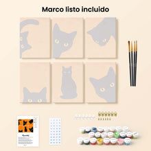 Cargar imagen en el visor de la galería, Mini Serie Pintar por números 15x20cm (6 piezas) - Gato Negro Escondite