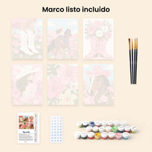 Cargar imagen en el visor de la galería, Mini Serie Pintar por números 15x20cm (6 piezas) - Vaquera Rosa