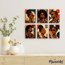 Cargar imagen en el visor de la galería, Mini Serie Pintar por números 15x20cm (6 piezas) - Retratos Afro Pop Art