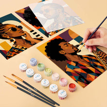 Cargar imagen en el visor de la galería, Mini Serie Pintar por números 15x20cm (6 piezas) - Retratos Afro Pop Art