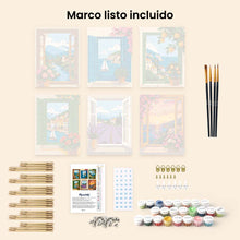 Cargar imagen en el visor de la galería, Mini Serie Pintar por números 15x20cm (6 piezas) - Vistas desde la Ventana