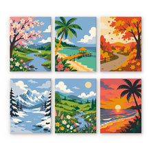 Cargar imagen en el visor de la galería, Mini Serie Pintar por números 15x20cm (6 piezas) - Estaciones Alrededor del Mundo Figured'Art