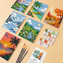 Cargar imagen en el visor de la galería, Mini Serie Pintar por números 15x20cm (6 piezas) - Estaciones Alrededor del Mundo